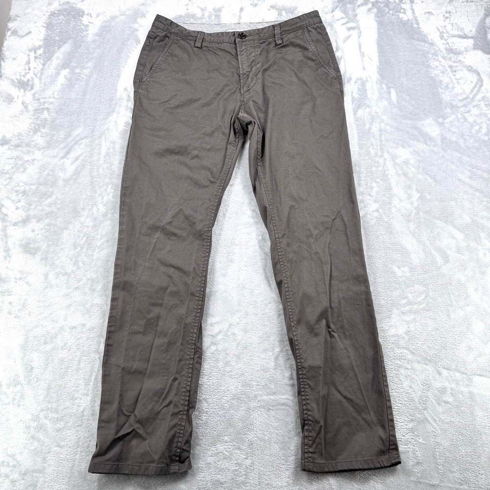Hugo Boss Rice1 D Pants Mens 32R Olive Green Gray Stretch Straight Chino